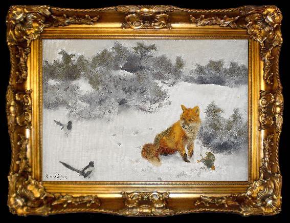 framed  bruno liljefors Fox in Winter Landscape, ta009-2